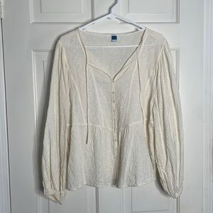 Cream eyelet detail blouse